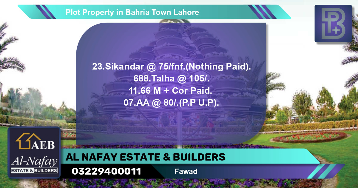Residential Plot for Sale in Bahria Town, Lahore - (BP-56334)
