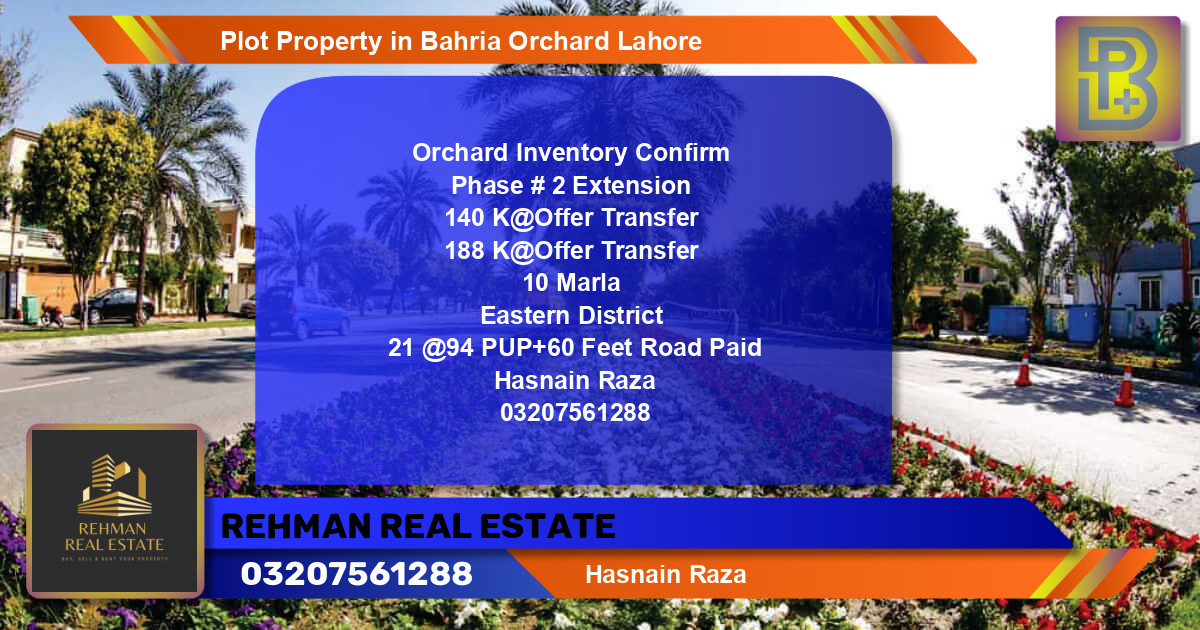 Residential Plot for Sale in Bahria Orchard, Lahore - (BP-56335)