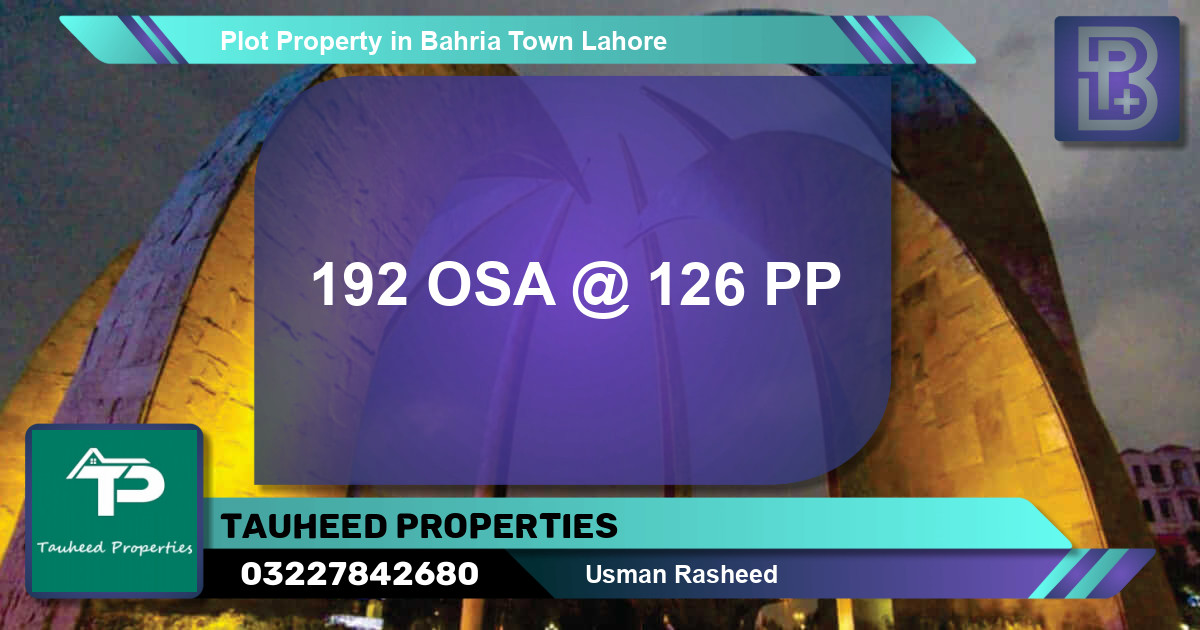 Residential Plot for Sale in Bahria Town, Lahore - (BP-56373)