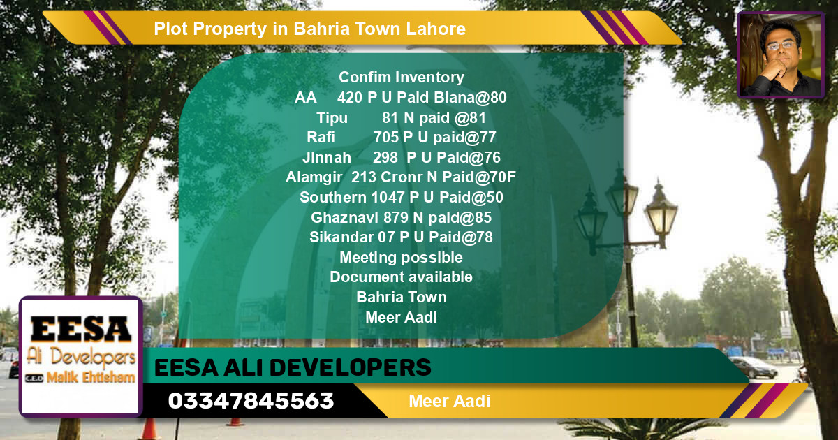Residential Plot for Sale in Bahria Town, Lahore - (BP-56374)