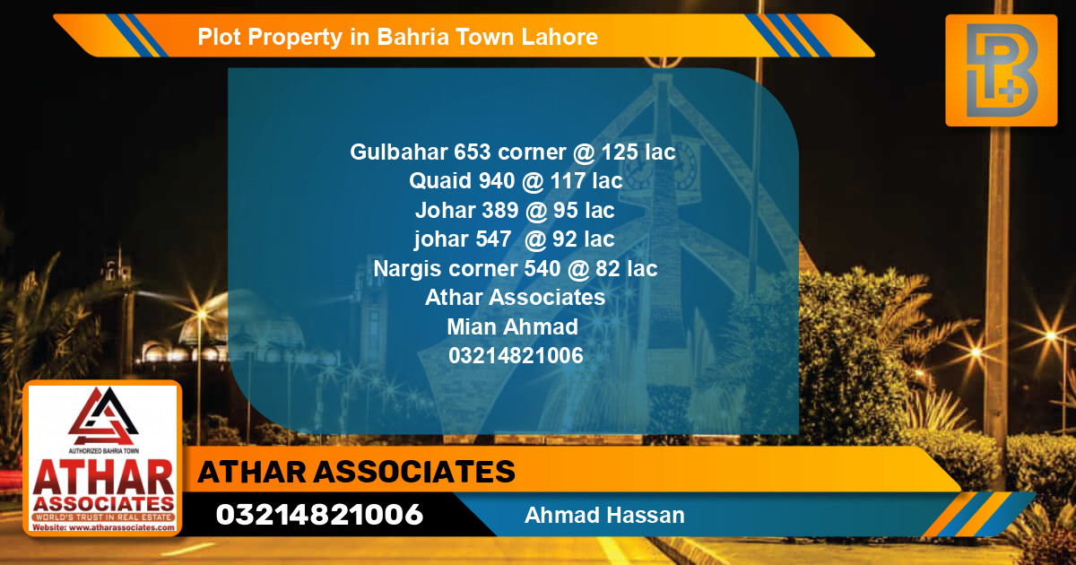 Residential Plot for Sale in Bahria Town, Lahore - (BP-56387)