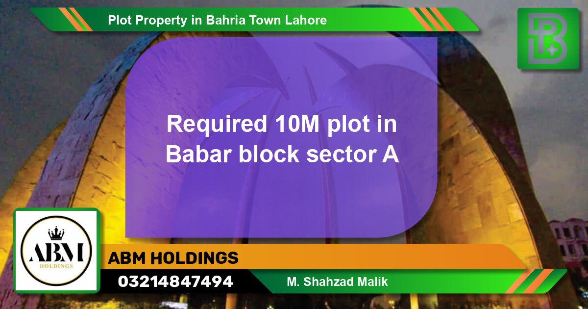 Residential Plot for Sale in Bahria Town, Lahore - (BP-56390)