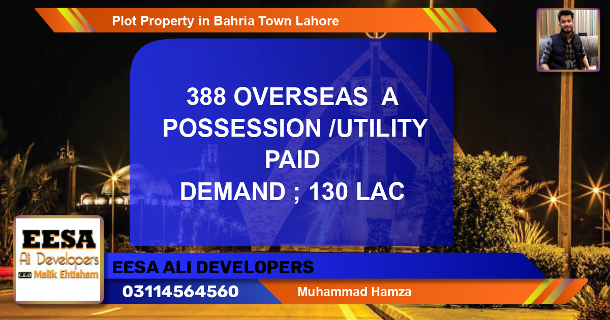 Residential Plot for Sale in Bahria Town, Lahore - (BP-56405)
