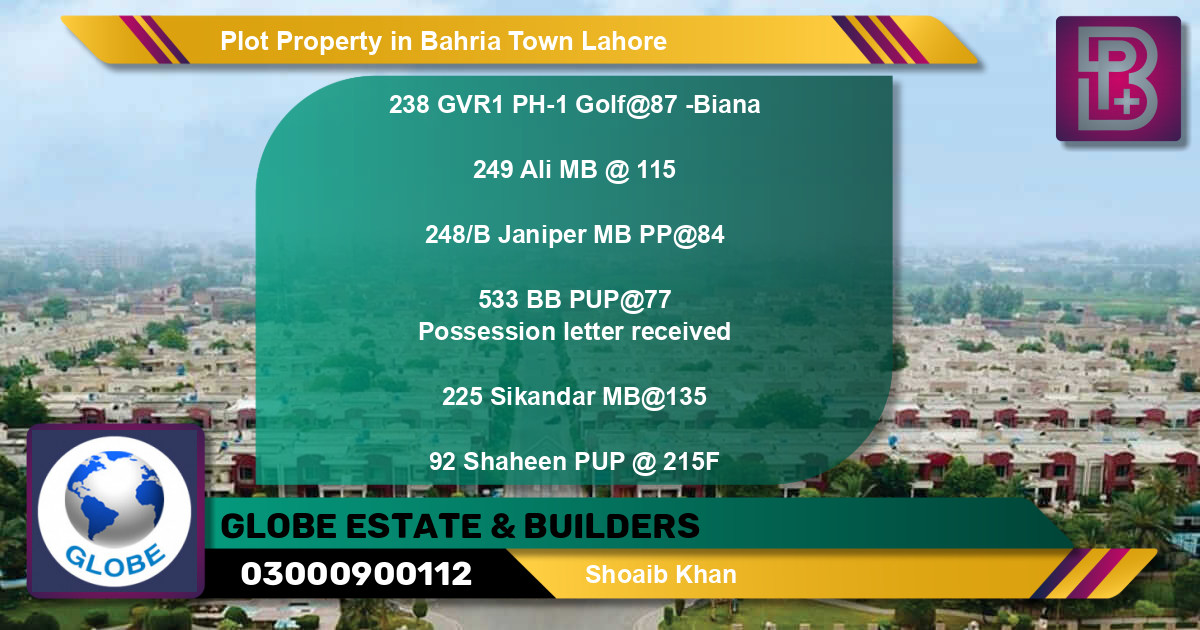 Residential Plot for Sale in Bahria Town, Lahore - (BP-56455)