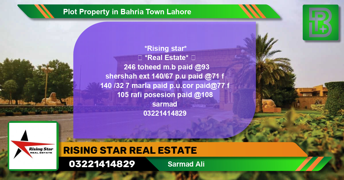 Residential Plot for Sale in Bahria Town, Lahore - (BP-56473)