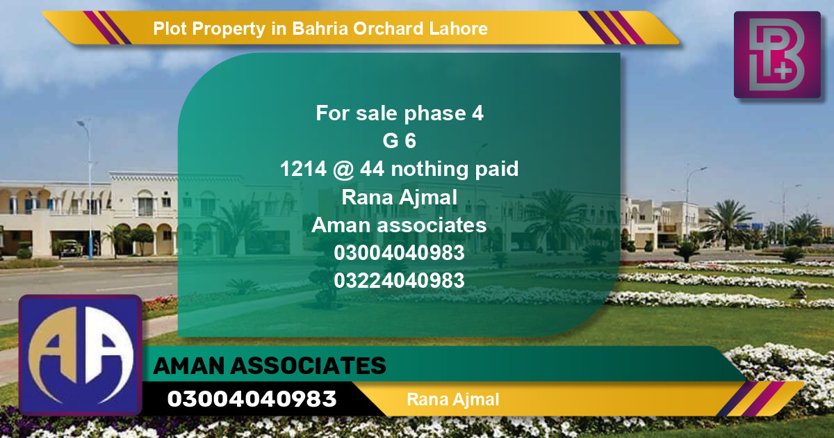 Residential Plot for Sale in Bahria Orchard, Lahore - (BP-56484)