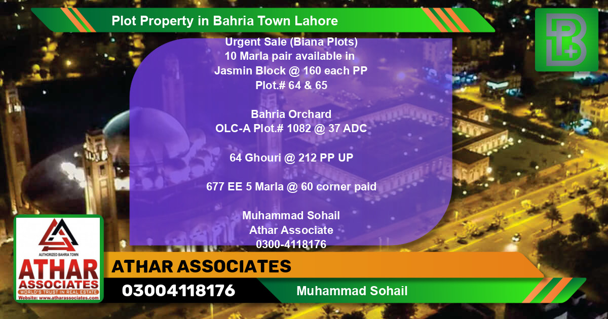 Residential Plot for Sale in Bahria Town, Lahore - (BP-56509)
