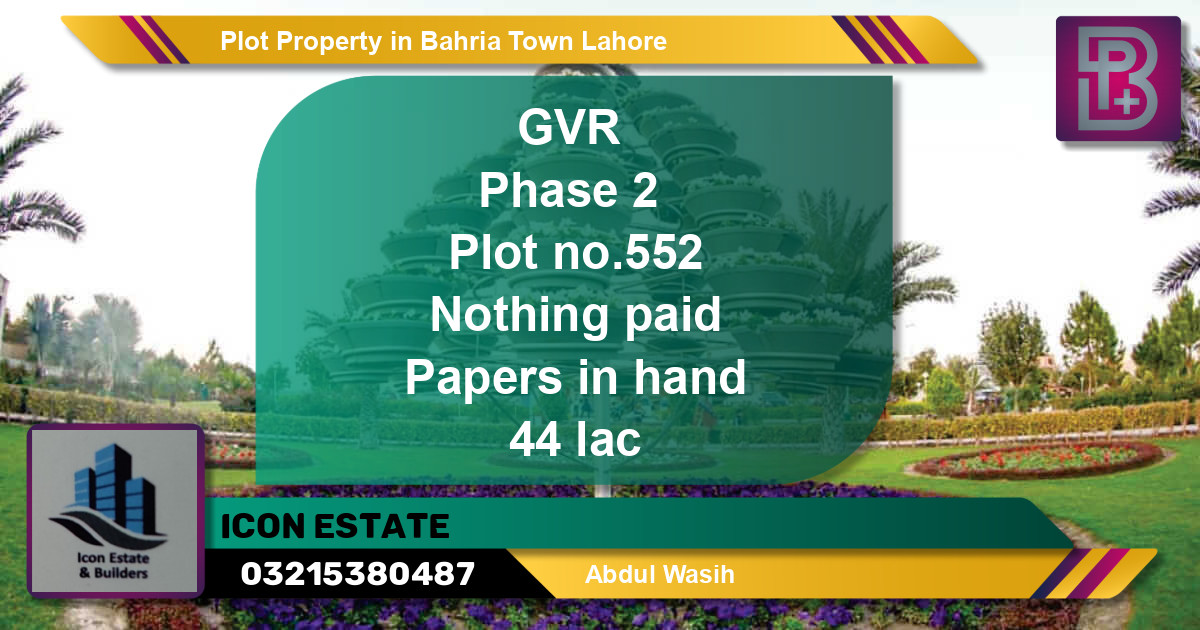 Residential Plot for Sale in Bahria Town, Lahore - (BP-56517)