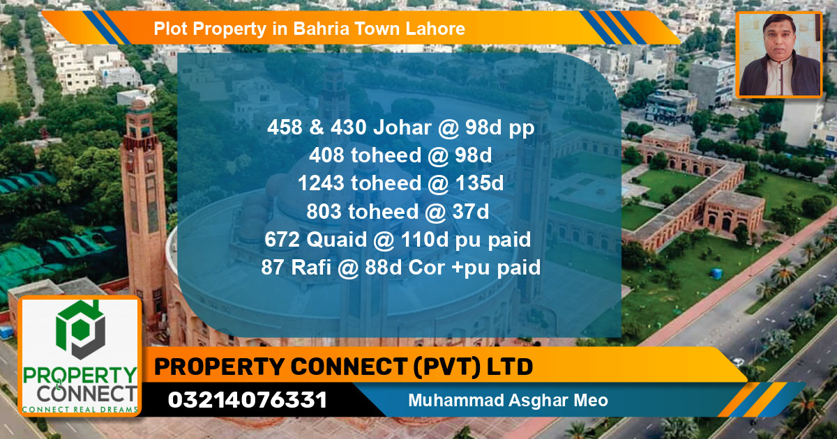Residential Plot for Sale in Bahria Town, Lahore - (BP-56526)