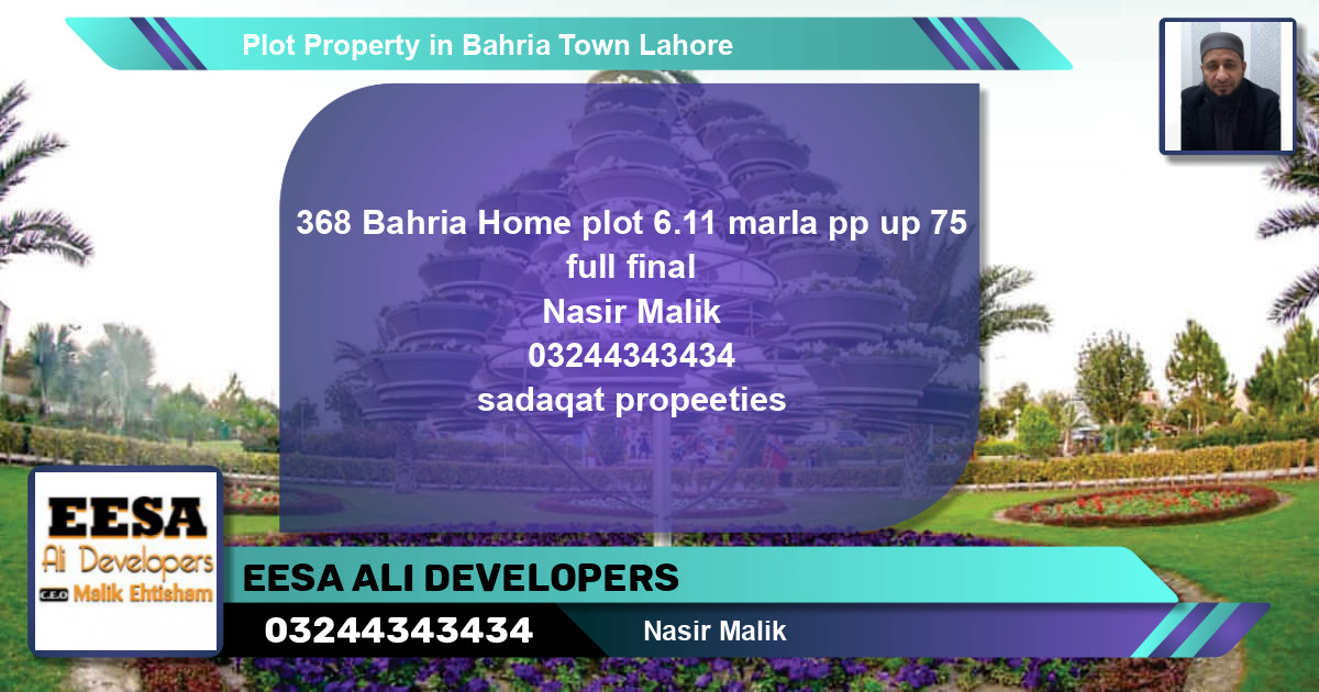 Residential Plot for Sale in Bahria Town, Lahore - (BP-56530)