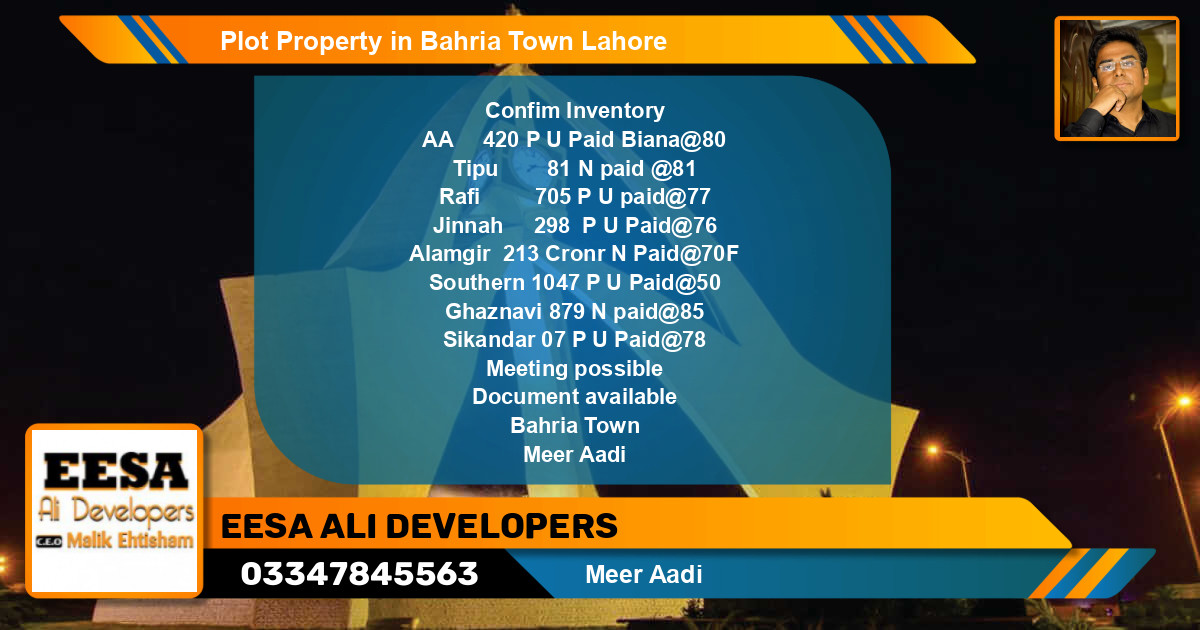 Residential Plot for Sale in Bahria Town, Lahore - (BP-56572)