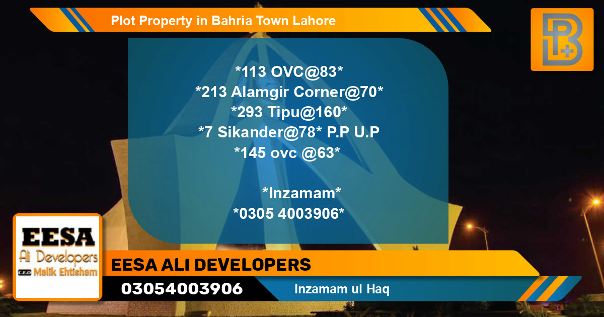 Residential Plot for Sale in Bahria Town, Lahore - (BP-56606)