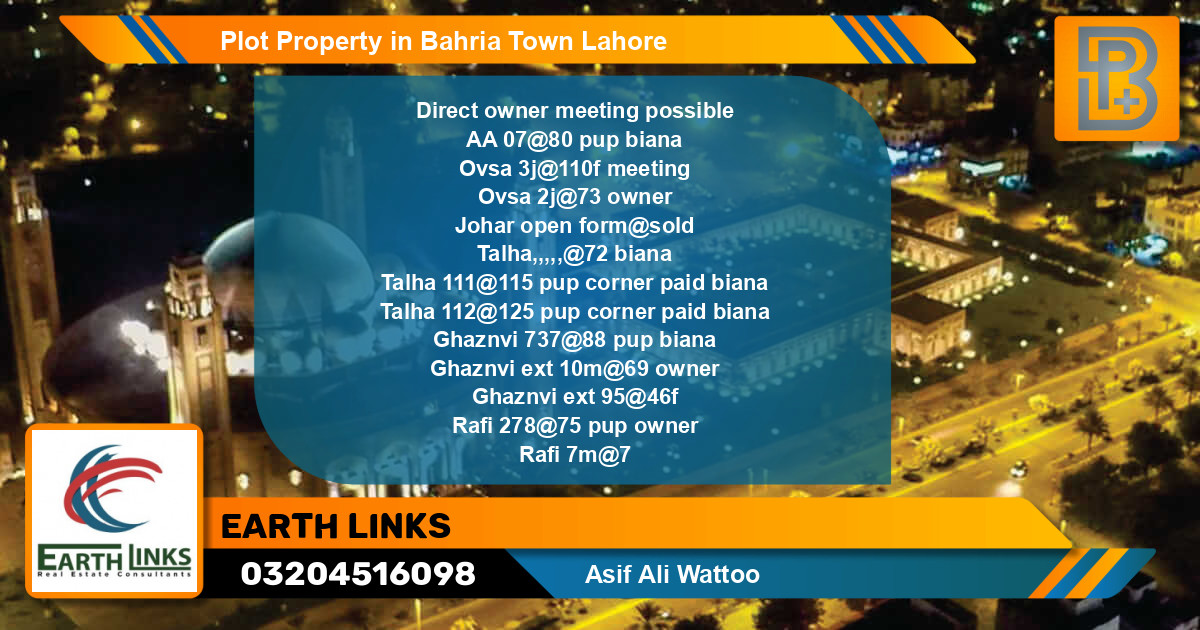 Residential Plot for Sale in Bahria Town, Lahore - (BP-56641)