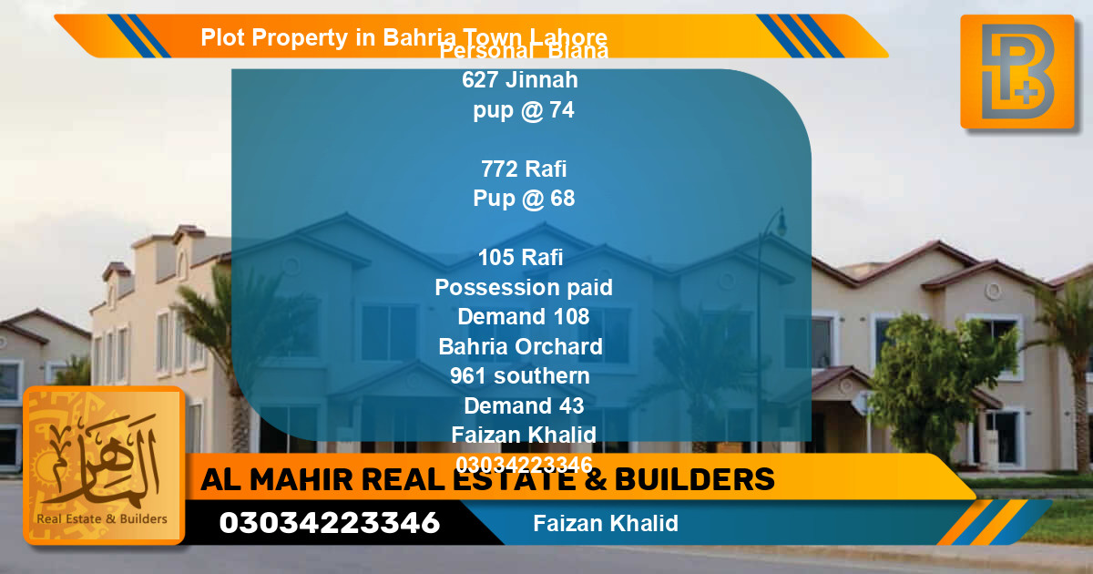 Residential Plot for Sale in Bahria Town, Lahore - (BP-56653)