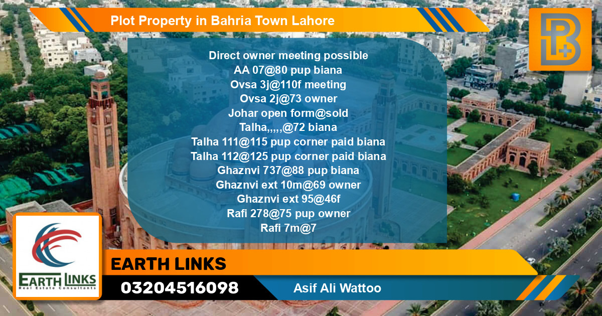 Residential Plot for Sale in Bahria Town, Lahore - (BP-56670)