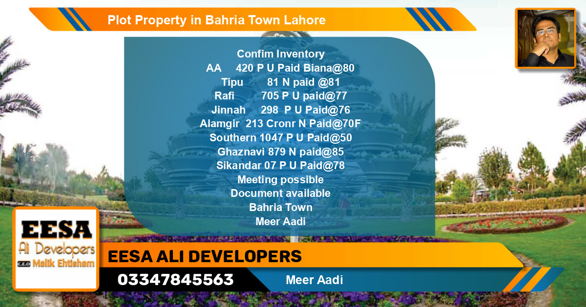 Residential Plot for Sale in Bahria Town, Lahore - (BP-56731)