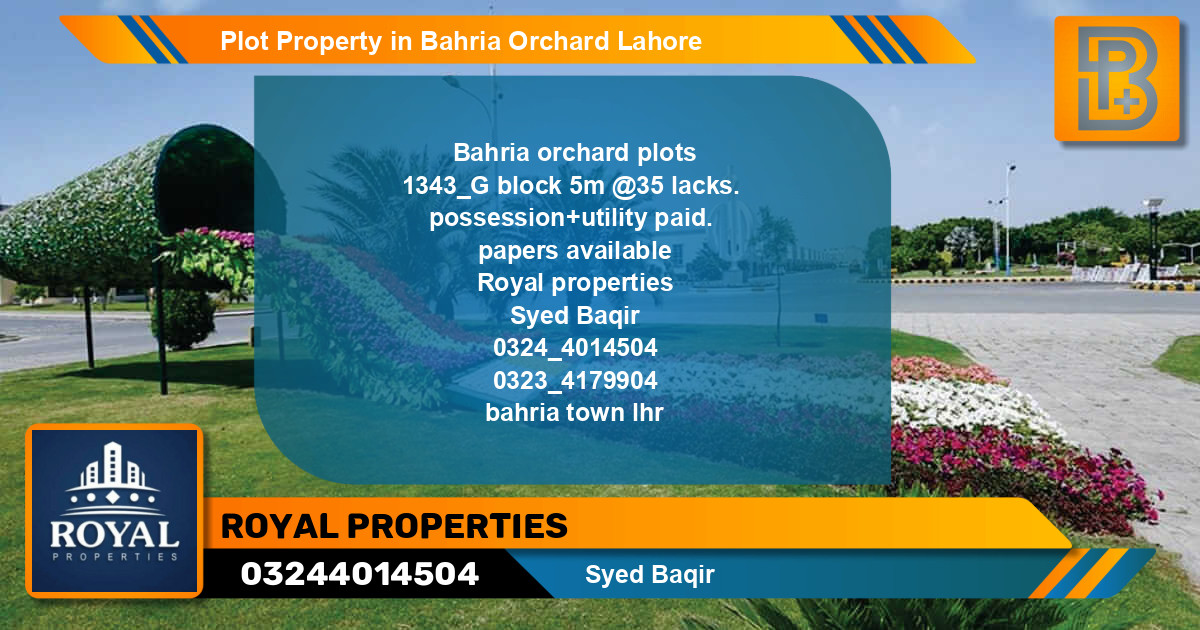 Residential Plot for Sale in Bahria Orchard, Lahore - (BP-56738)