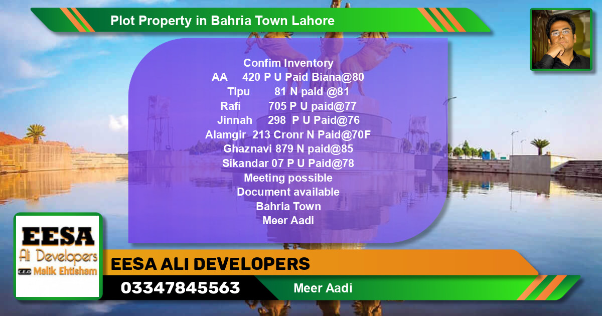 Residential Plot for Sale in Bahria Town, Lahore - (BP-56765)