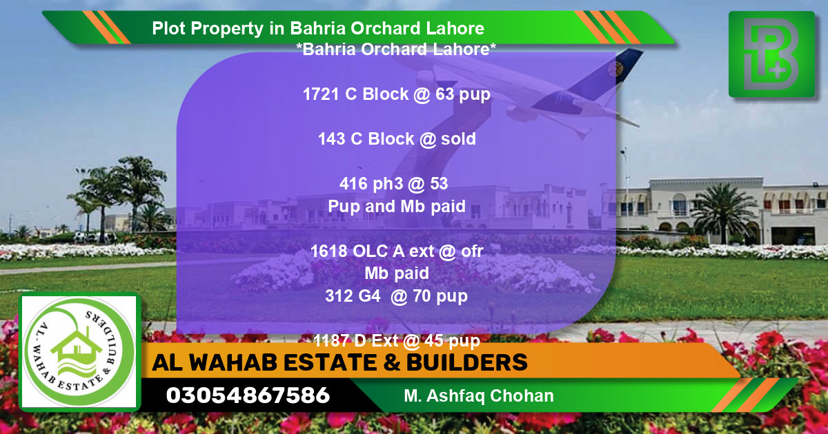 Residential Plot for Sale in Bahria Orchard, Lahore - (BP-56772)
