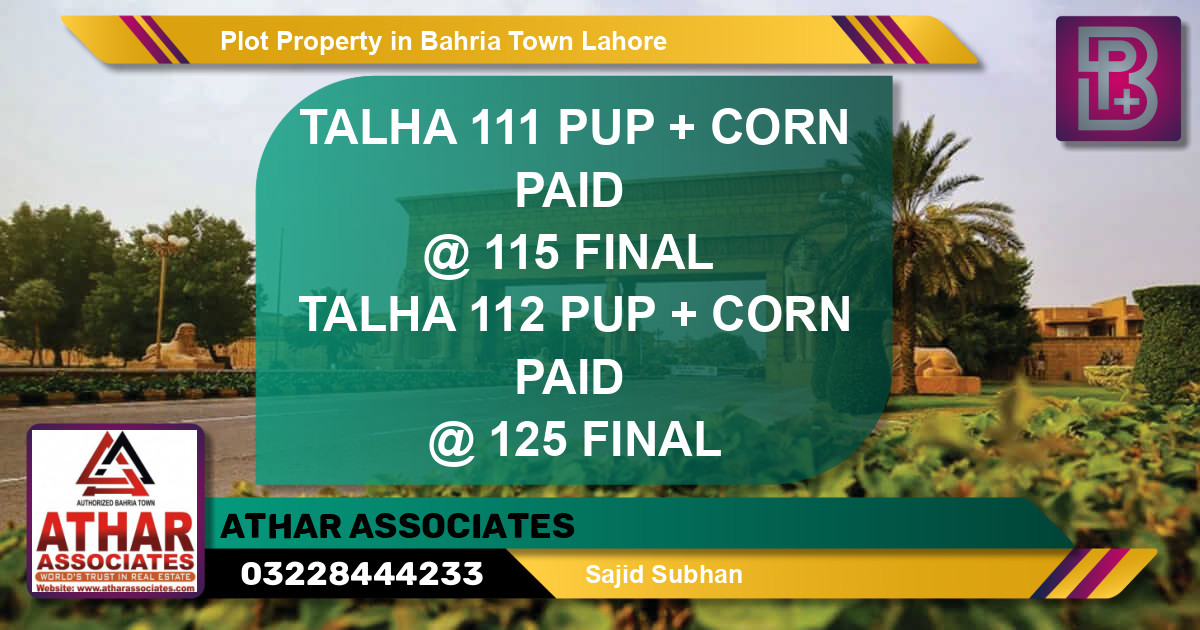 Residential Plot for Sale in Bahria Town, Lahore - (BP-56797)