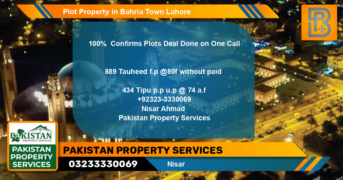 Residential Plot for Sale in Bahria Town, Lahore - (BP-56800)
