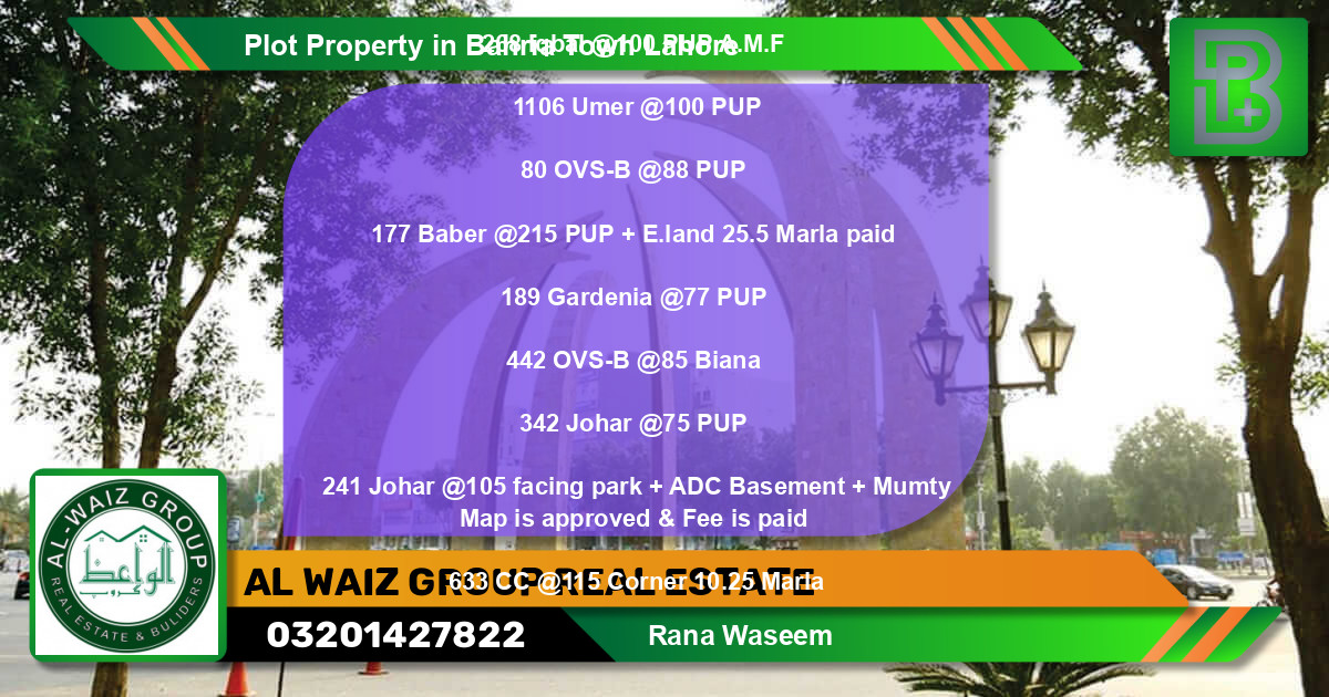 Residential Plot for Sale in Bahria Town, Lahore - (BP-56826)