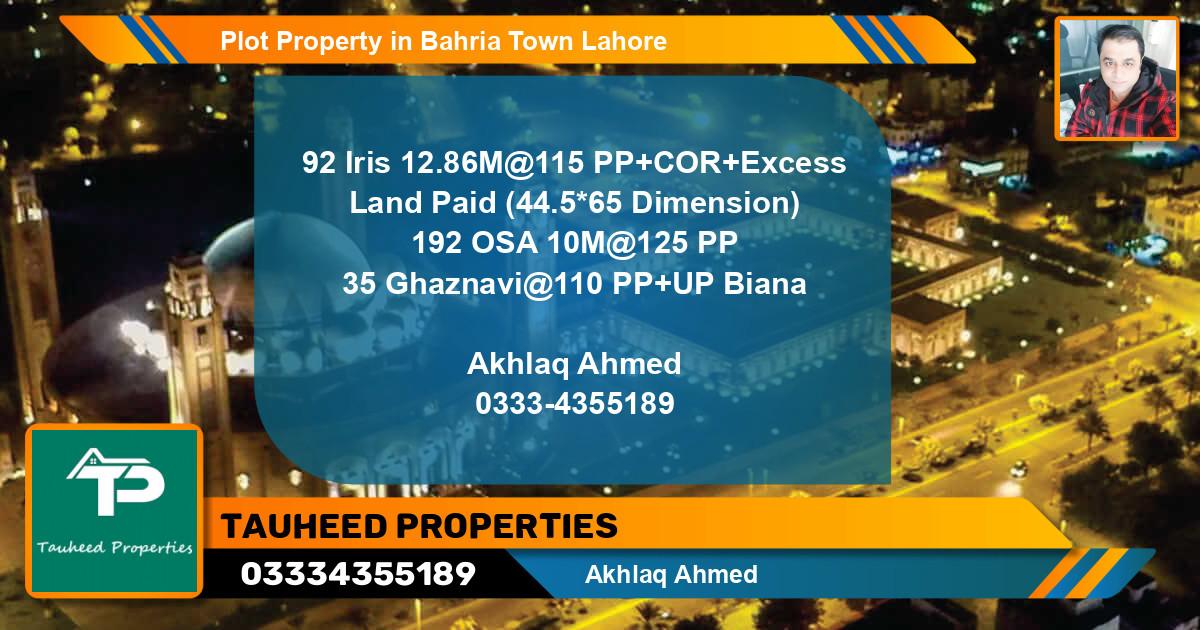 Residential Plot for Sale in Bahria Town, Lahore - (BP-56842)