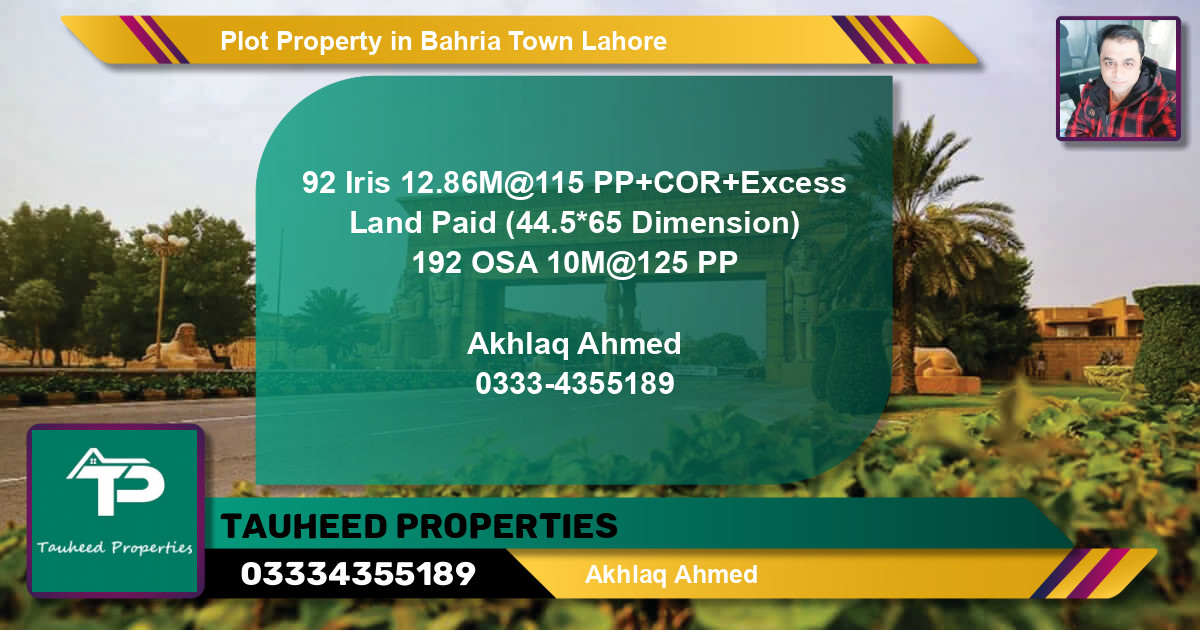 Residential Plot for Sale in Bahria Town, Lahore - (BP-56861)