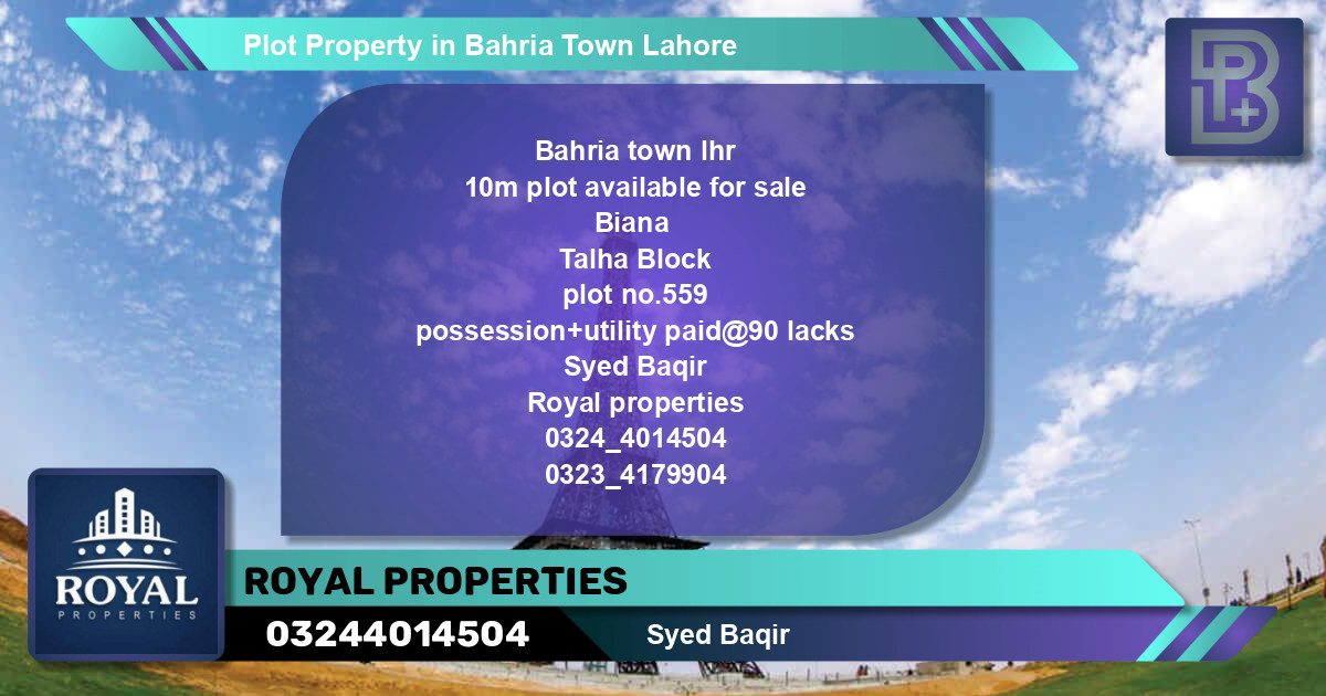 Residential Plot for Sale in Bahria Town, Lahore - (BP-56887)