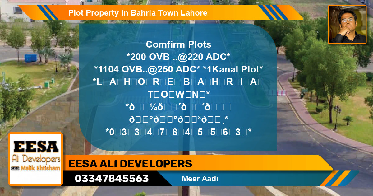 Residential Plot for Sale in Bahria Town, Lahore - (BP-56905)