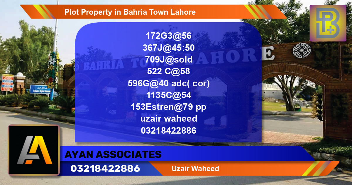 Residential Plot for Sale in Bahria Town, Lahore - (BP-56907)