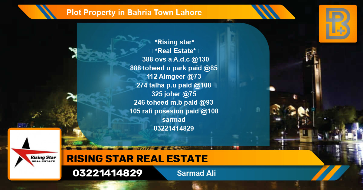 Residential Plot for Sale in Bahria Town, Lahore - (BP-56925)