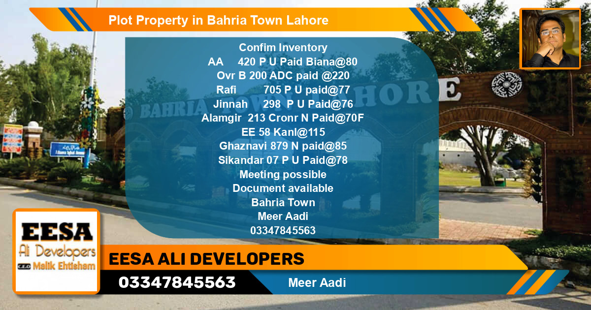Residential Plot for Sale in Bahria Town, Lahore - (BP-56936)