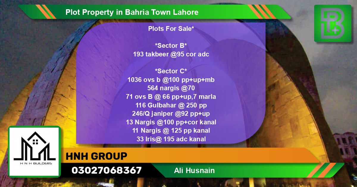 Residential Plot for Sale in Bahria Town, Lahore - (BP-56937)