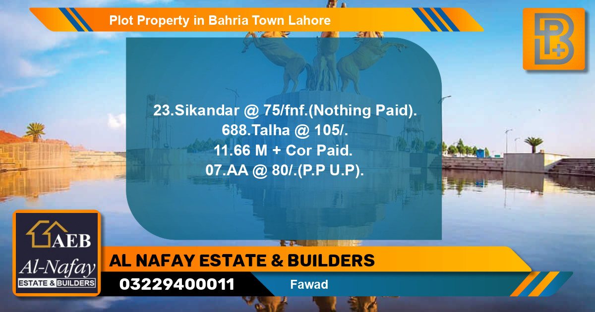 Residential Plot for Sale in Bahria Town, Lahore - (BP-56968)
