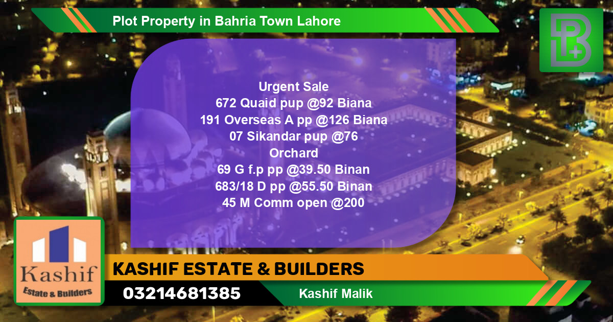Residential Plot for Sale in Bahria Town, Lahore - (BP-56978)