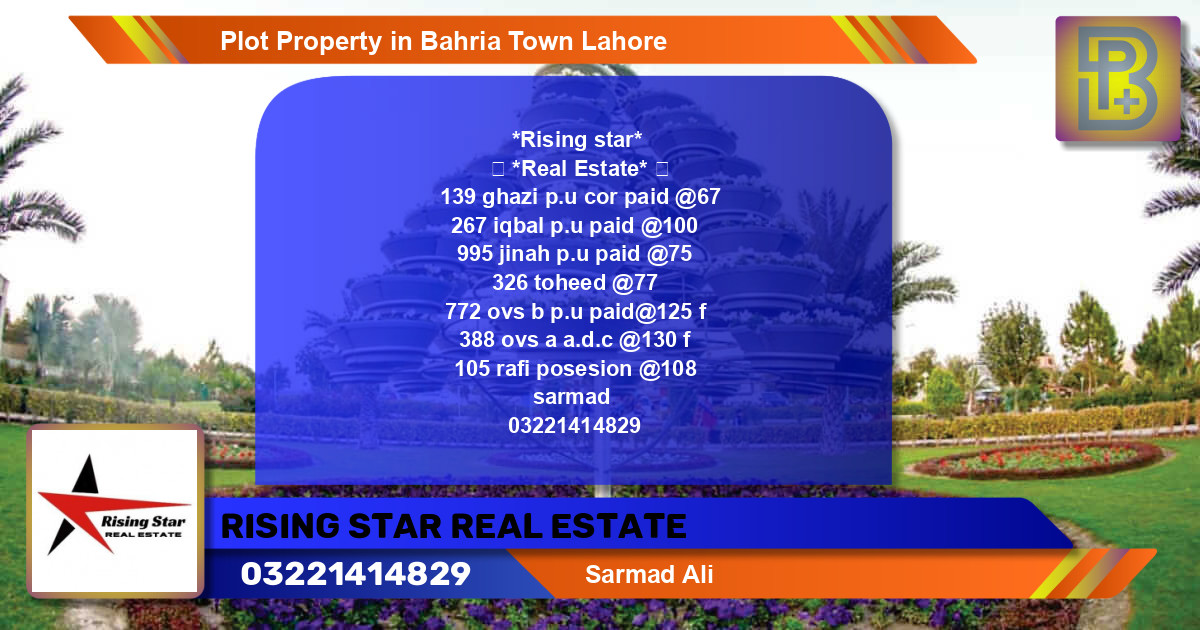Residential Plot for Sale in Bahria Town, Lahore - (BP-57008)