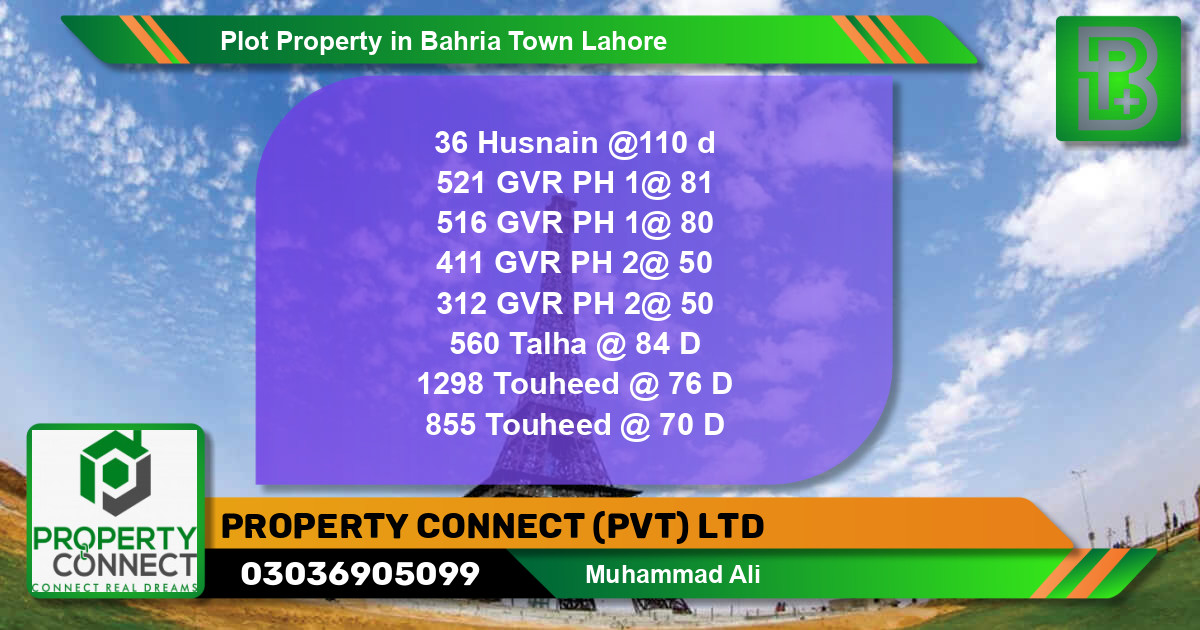 Residential Plot for Sale in Bahria Town, Lahore - (BP-57020)