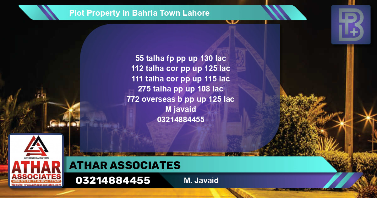 Residential Plot for Sale in Bahria Town, Lahore - (BP-57021)