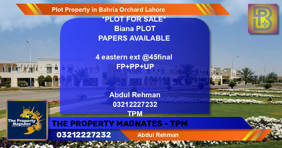 Residential Plot for Sale in Bahria Orchard, Lahore - (BP-57023)