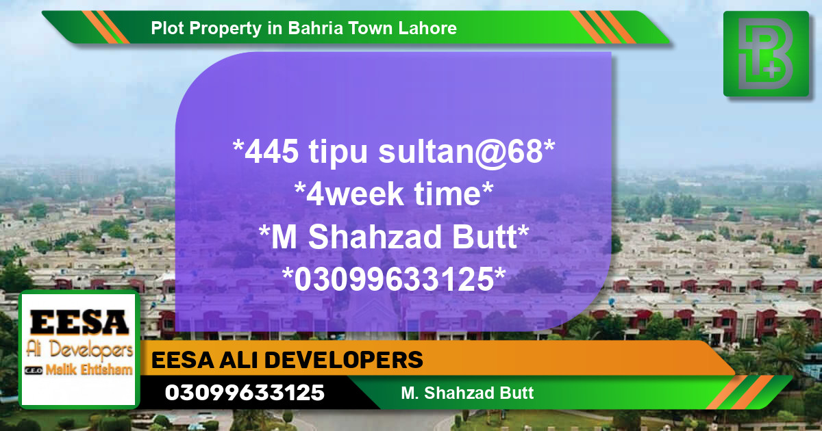 Residential Plot for Sale in Bahria Town, Lahore - (BP-57027)