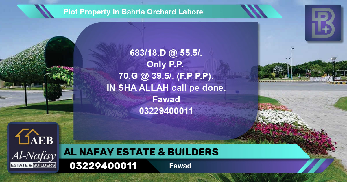 Residential Plot for Sale in Bahria Orchard, Lahore - (BP-57070)