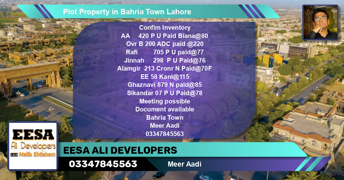 Residential Plot for Sale in Bahria Town, Lahore - (BP-57081)