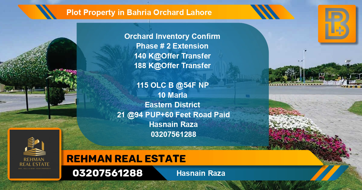 Residential Plot for Sale in Bahria Orchard, Lahore - (BP-57108)