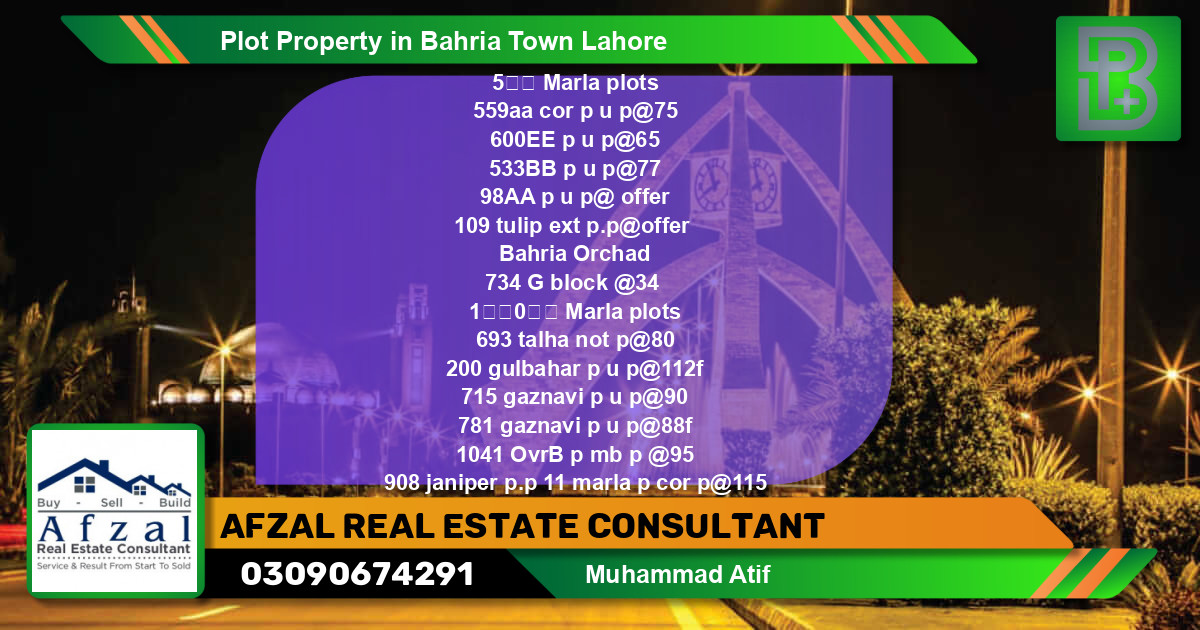 Residential Plot for Sale in Bahria Town, Lahore - (BP-57121)