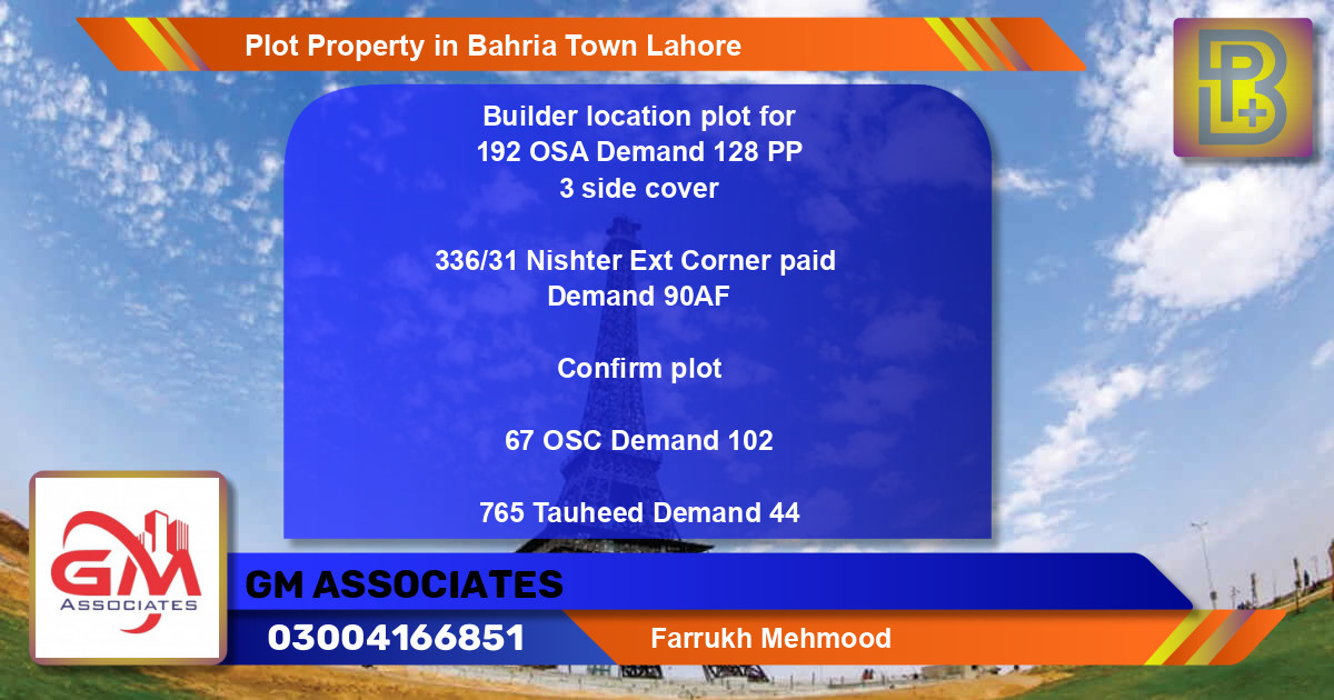 Residential Plot for Sale in Bahria Town, Lahore - (BP-57125)