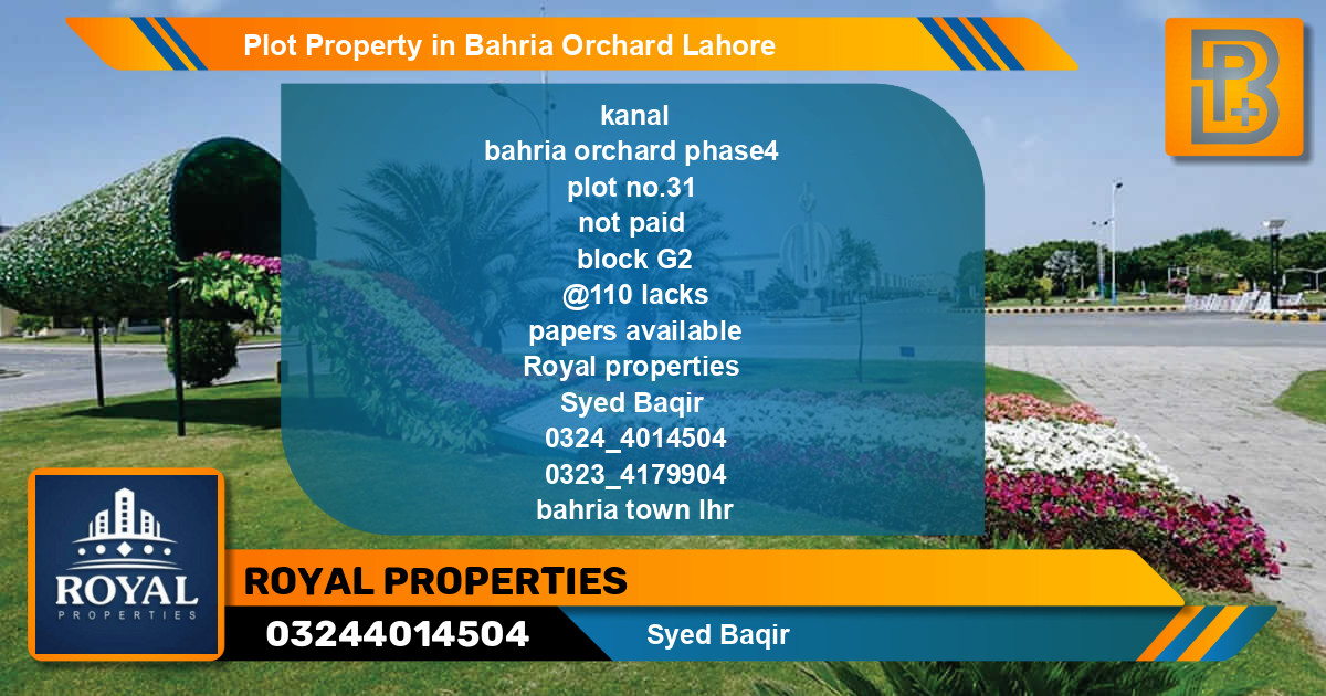 Residential Plot for Sale in Bahria Orchard, Lahore - (BP-57153)