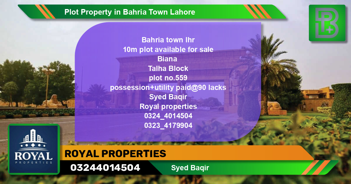 Residential Plot for Sale in Bahria Town, Lahore - (BP-57155)