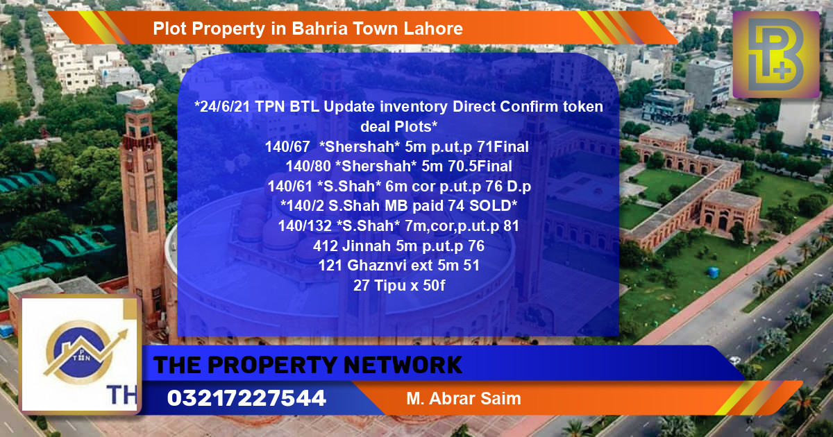 Residential Plot for Sale in Bahria Town, Lahore - (BP-57173)