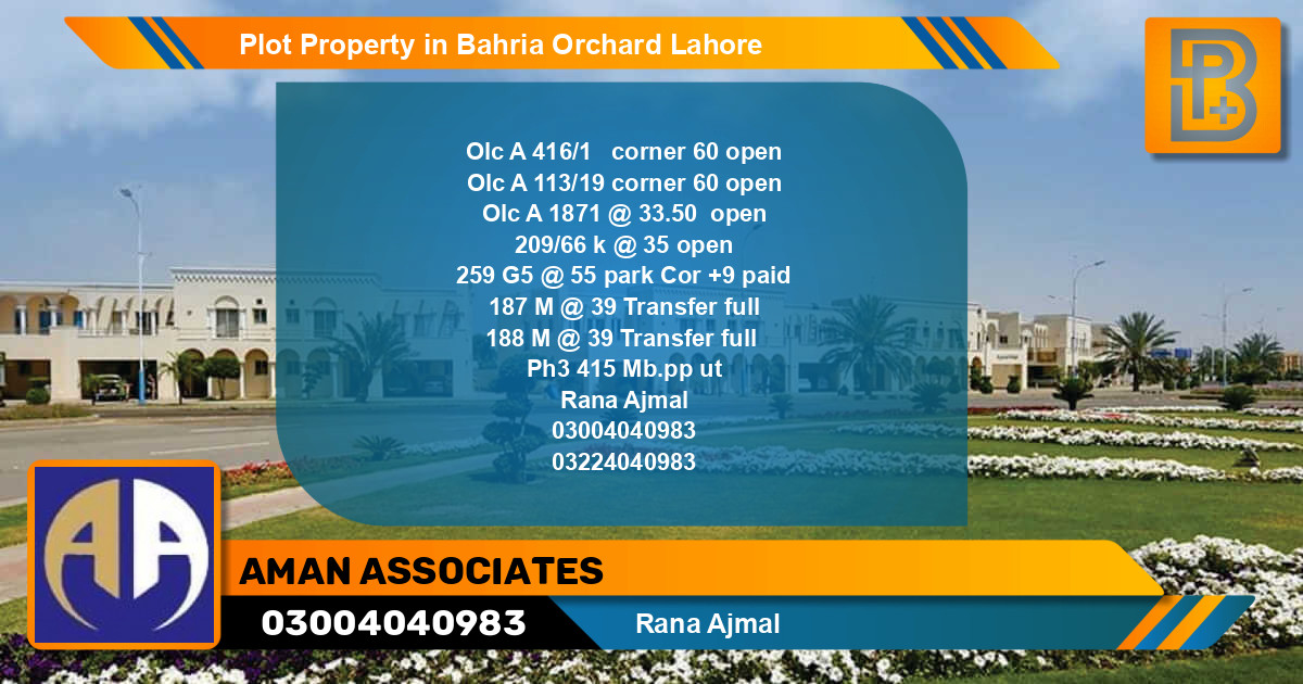 Residential Plot for Sale in Bahria Orchard, Lahore - (BP-57180)